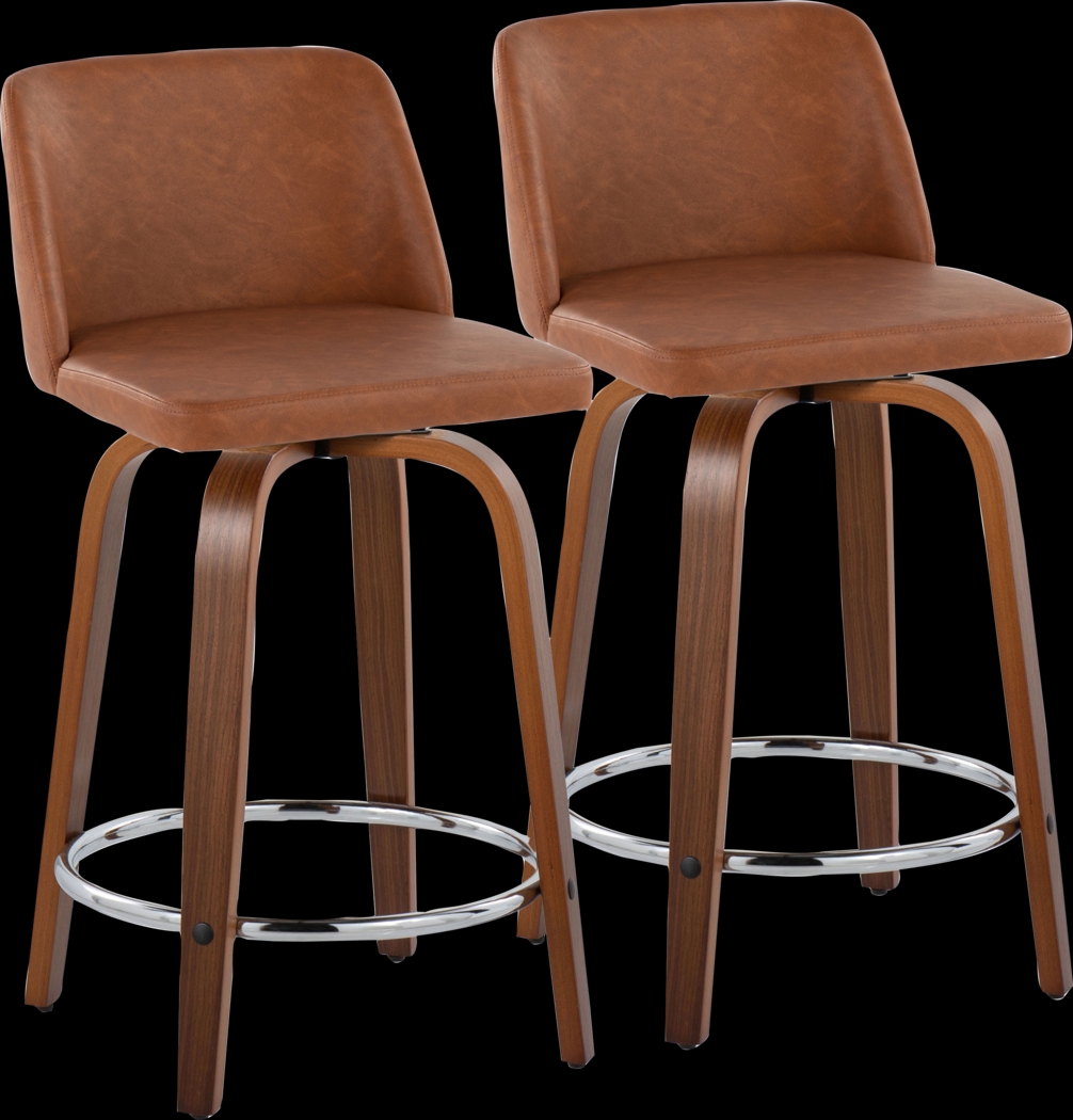 Wymering IX Camel Swivel Counter Height Stool, Set of 2 - Thumbnail - Image 1