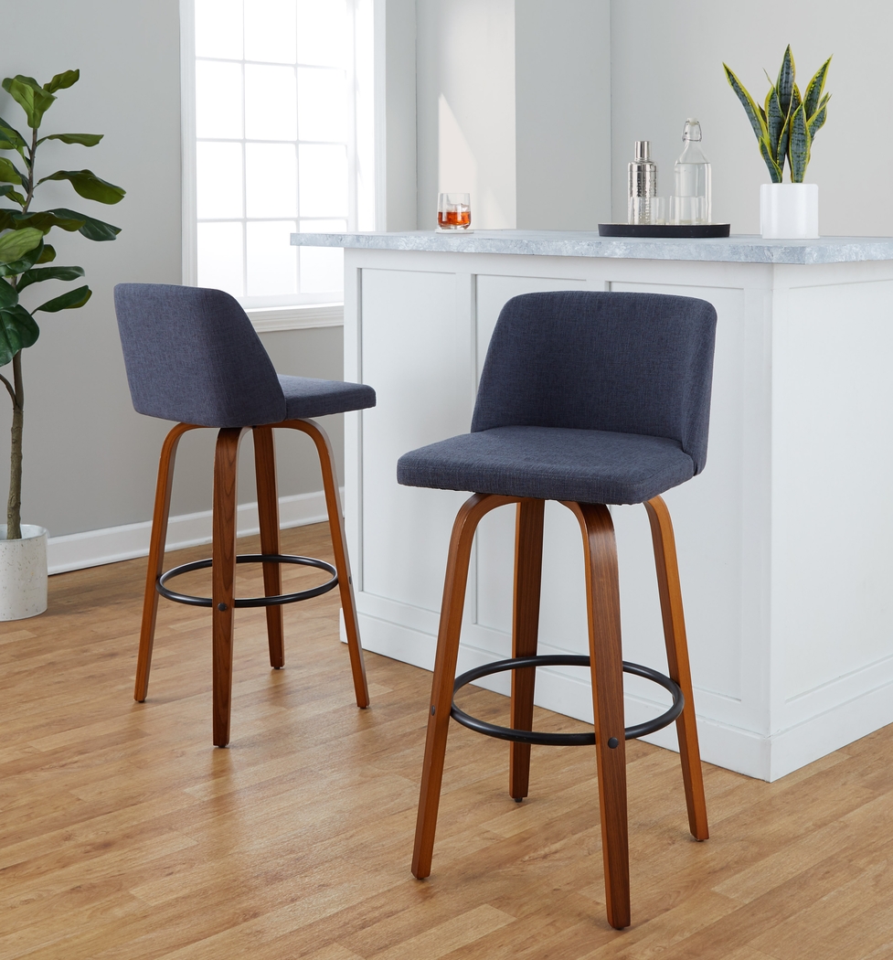 Wymering V Blue Swivel Barstool, Set of 2 - Thumbnail - Image 2