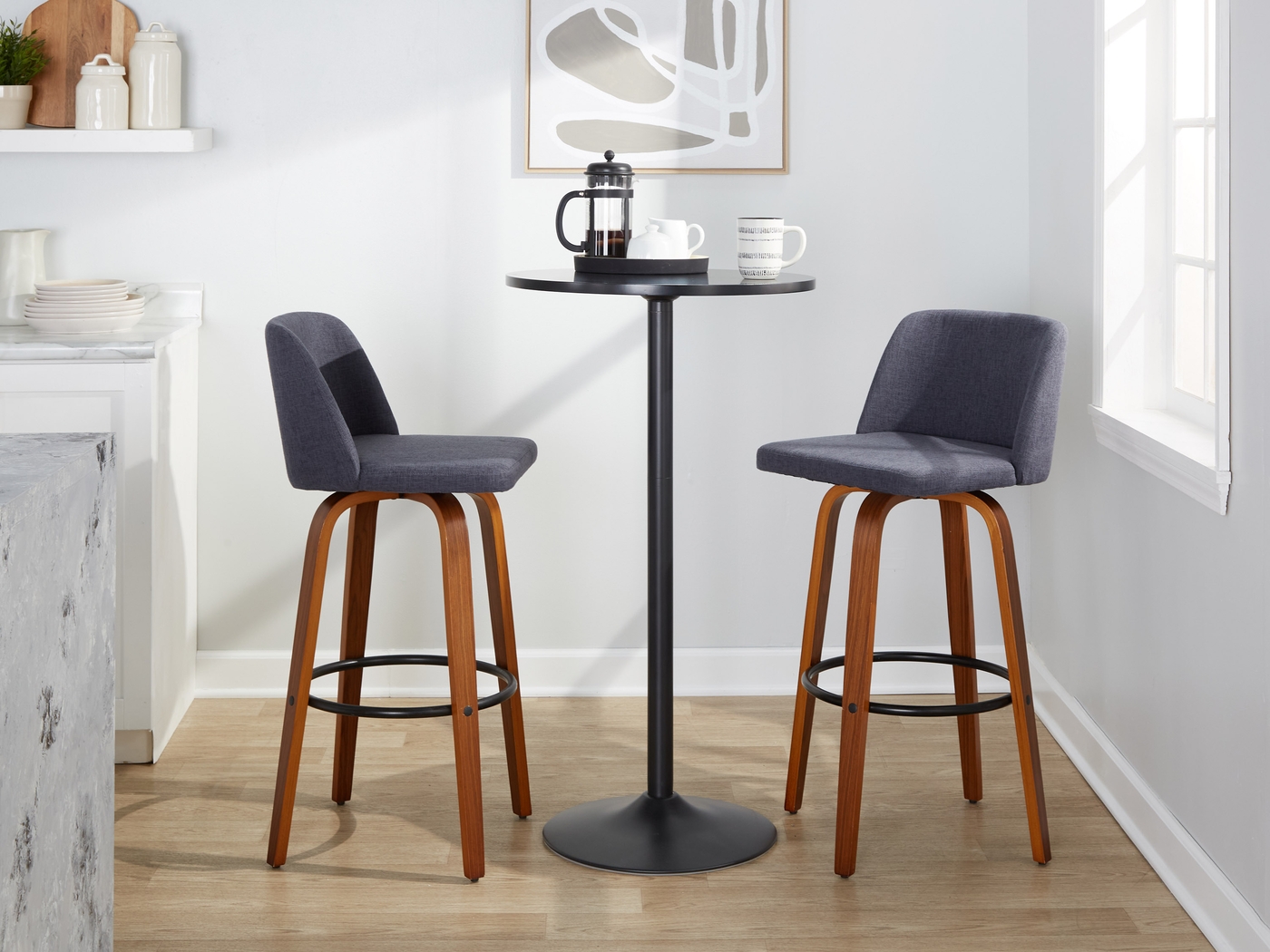 Wymering V Blue Swivel Barstool, Set of 2 - Thumbnail - Image 9