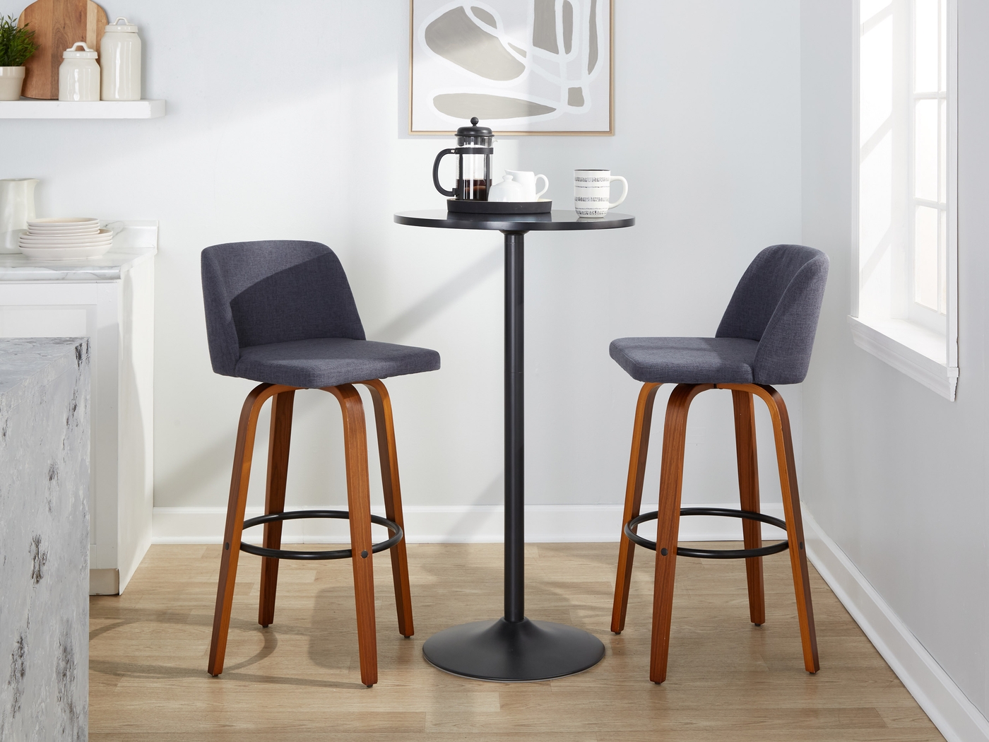 Wymering V Blue Swivel Barstool, Set of 2 - Thumbnail - Image 10