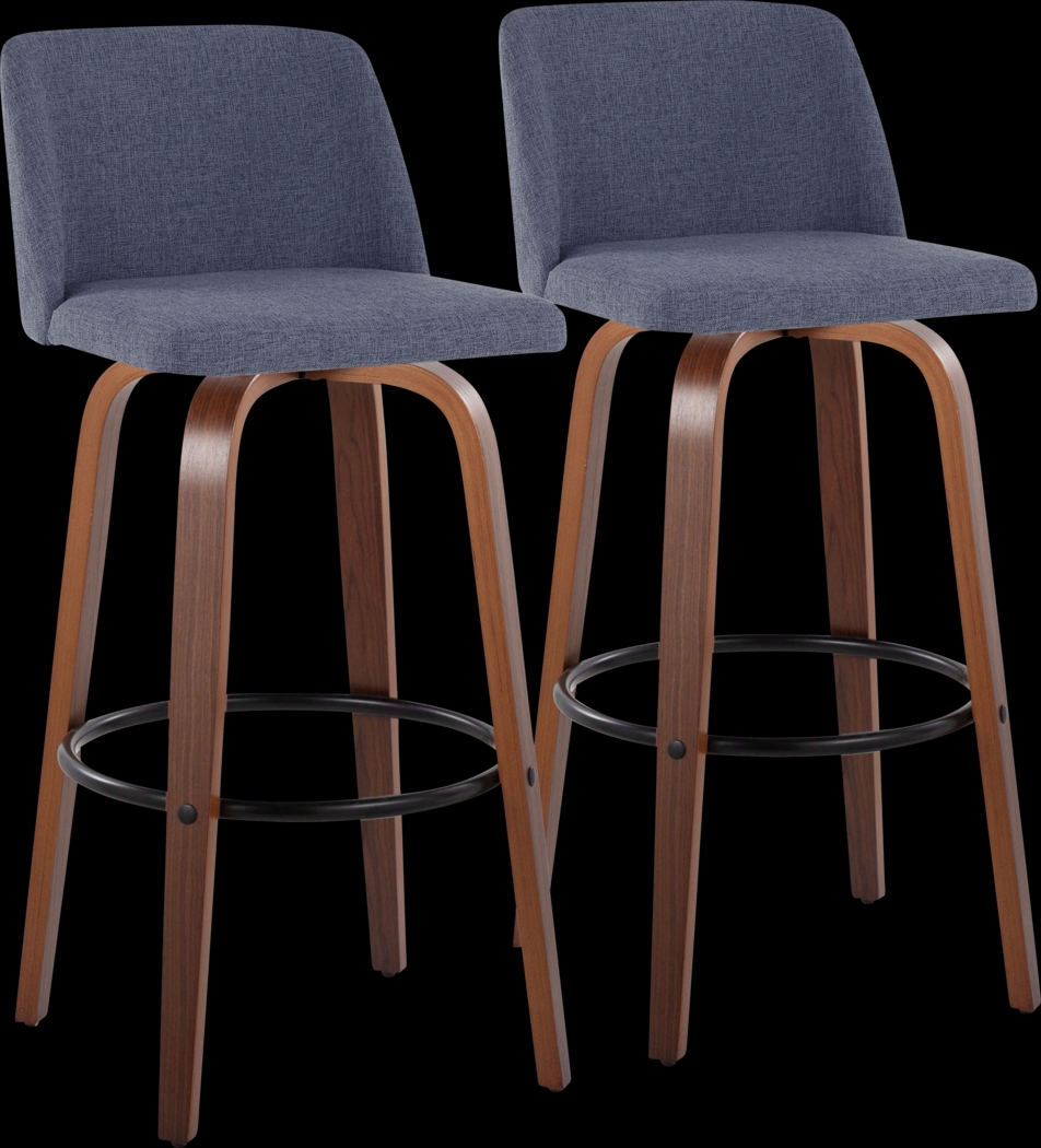 Wymering V Blue Swivel Barstool, Set of 2 - Thumbnail - Image 1