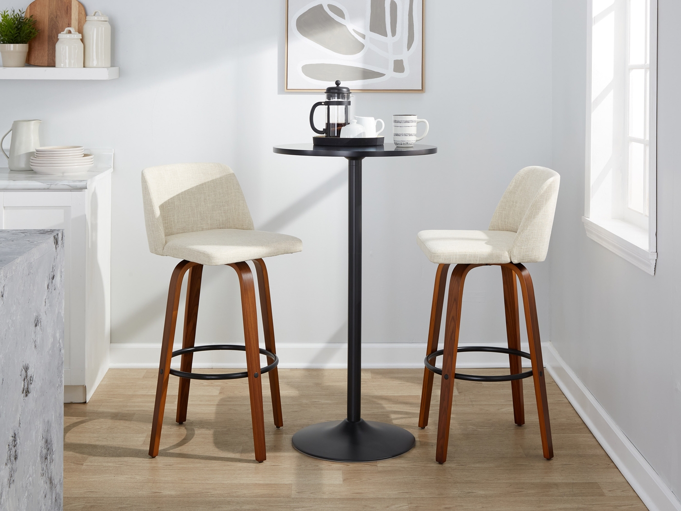 Wymering V Cream Swivel Barstool, Set of 2 - Thumbnail - Image 9