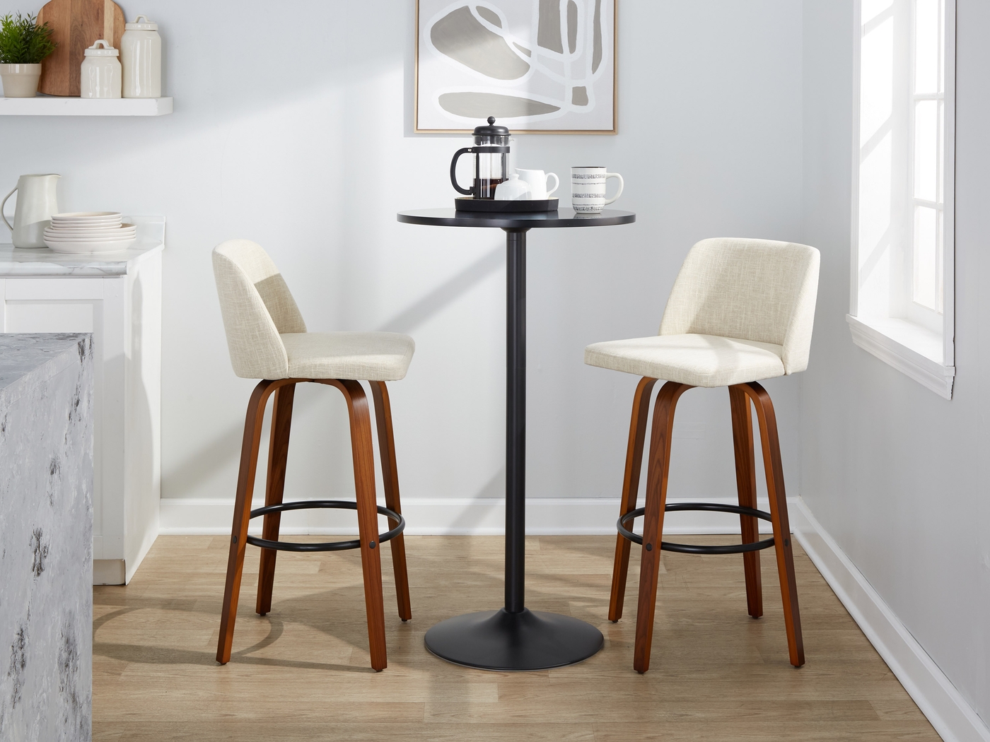 Wymering V Cream Swivel Barstool, Set of 2 - Thumbnail - Image 10