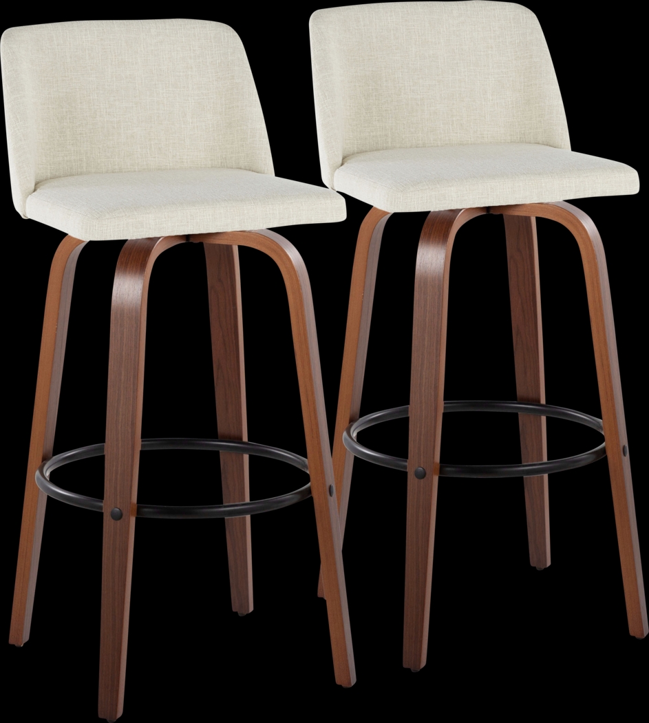 Wymering V Cream Swivel Barstool, Set of 2 - Thumbnail - Image 1