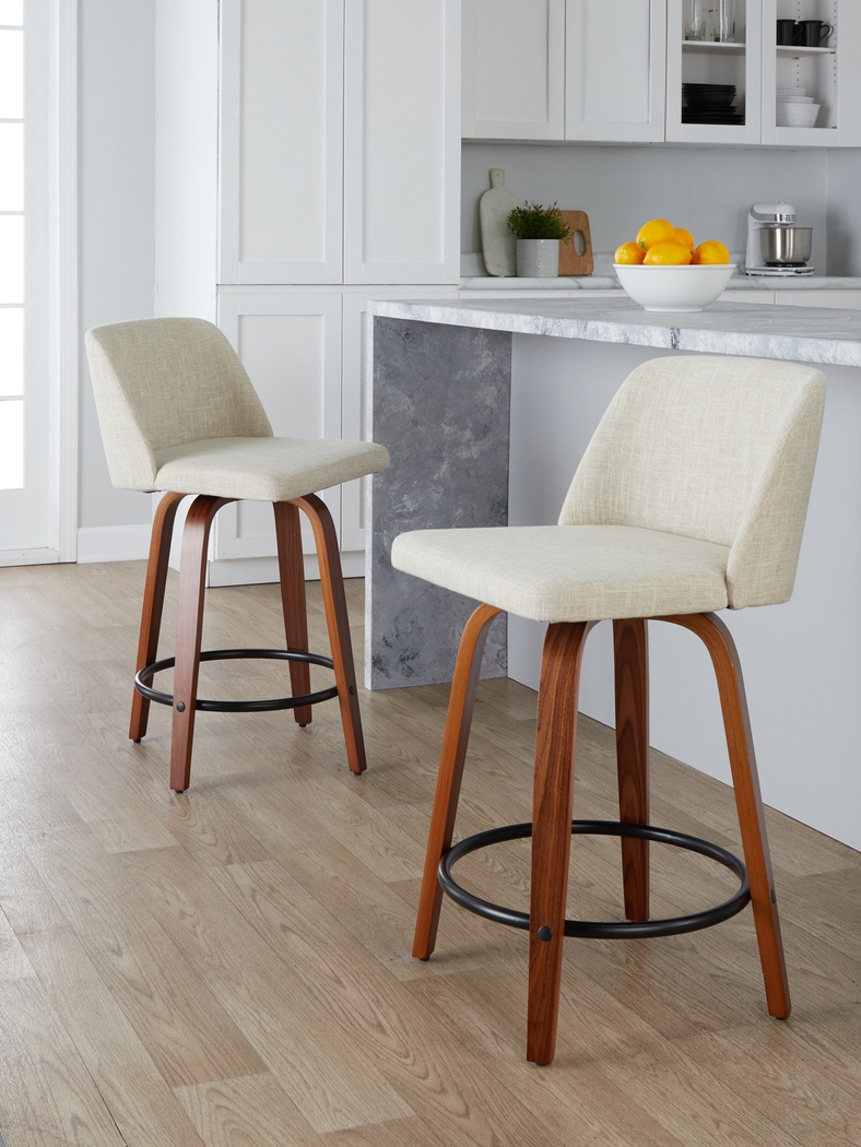 Wymering V Cream Swivel Counter Height Stool, Set of 2 - Thumbnail - Image 2