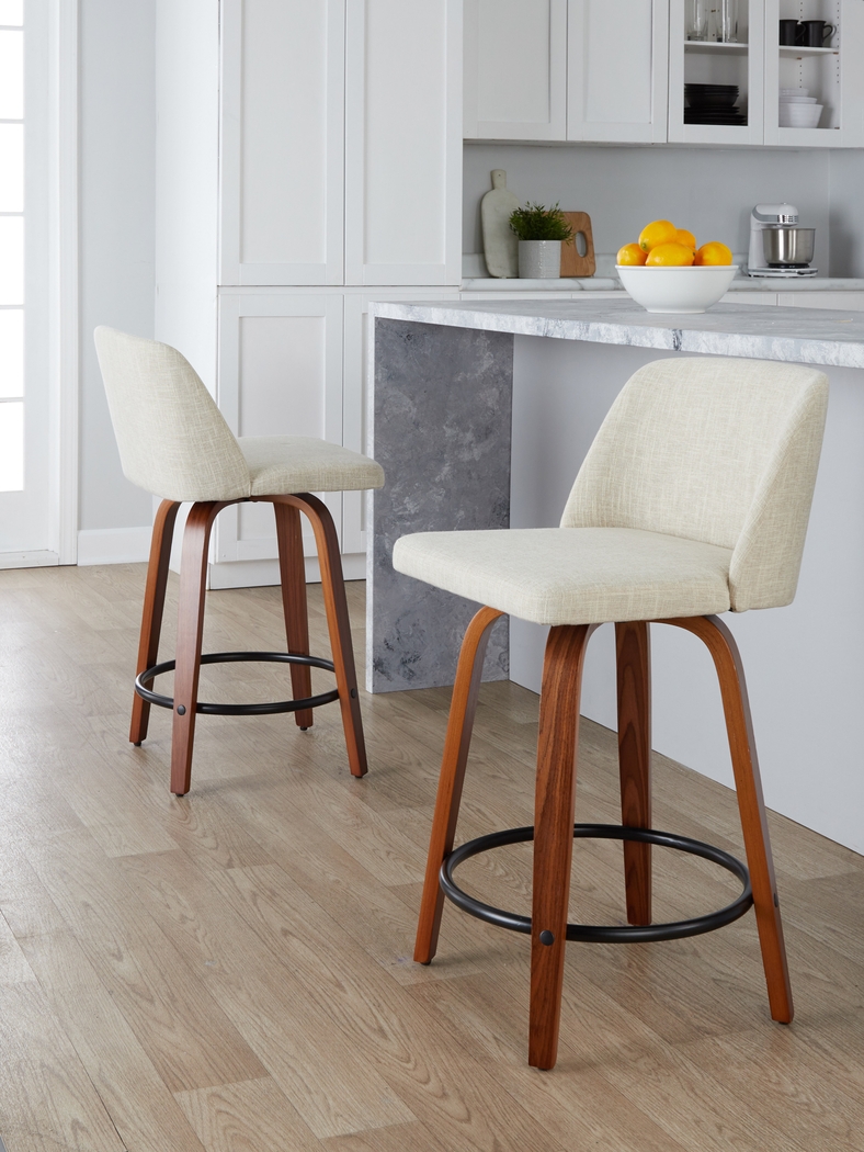 Wymering V Cream Swivel Counter Height Stool, Set of 2 - Thumbnail - Image 8