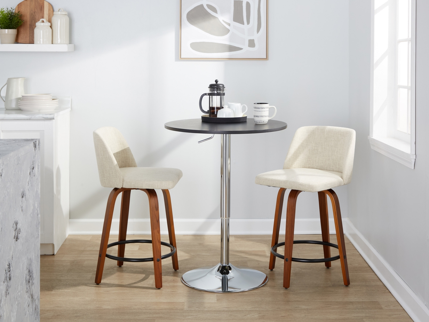 Wymering V Cream Swivel Counter Height Stool, Set of 2 - Thumbnail - Image 9