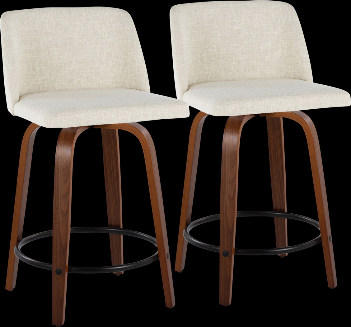 Wymering V Cream Swivel Counter Height Stool, Set of 2 - Thumbnail - Image 1