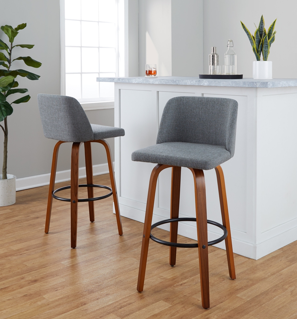 Wymering V Gray Swivel Barstool, Set of 2 - Thumbnail - Image 2