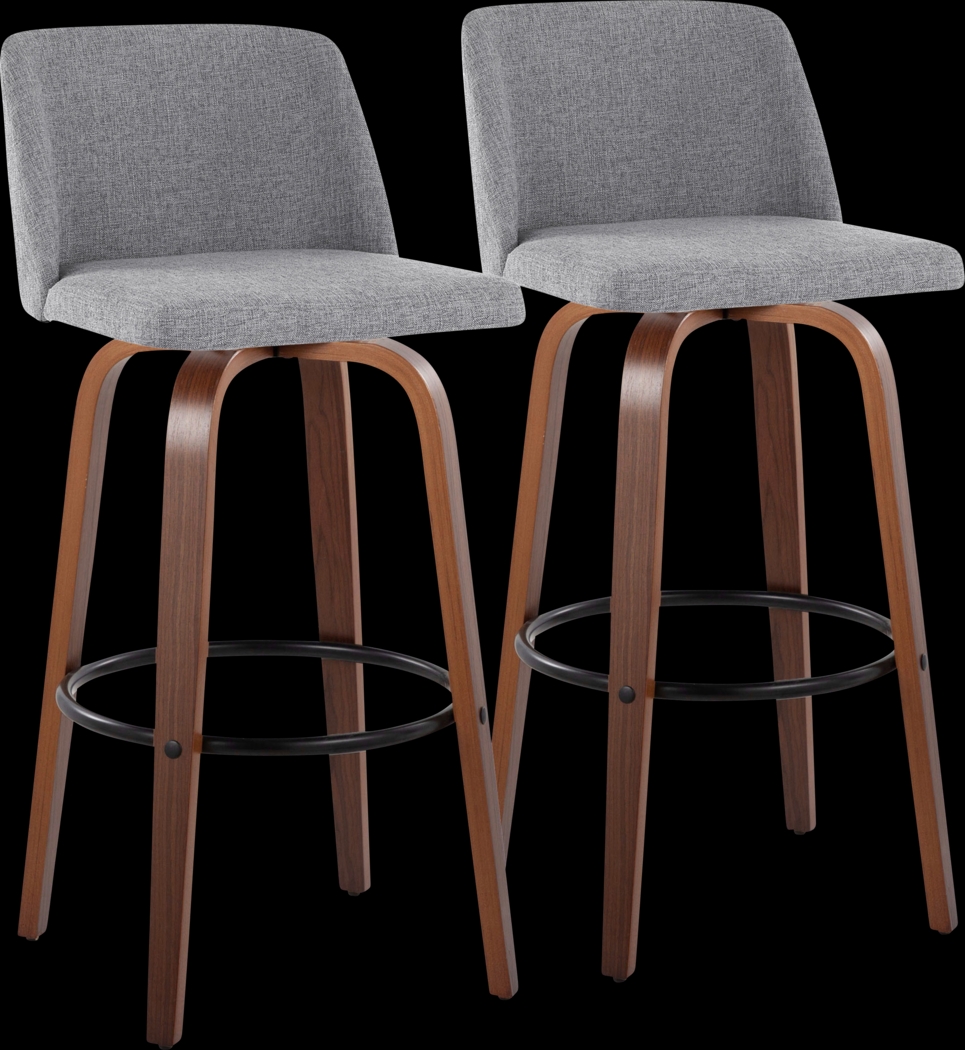 Wymering V Gray Swivel Barstool, Set of 2 - Thumbnail - Image 1