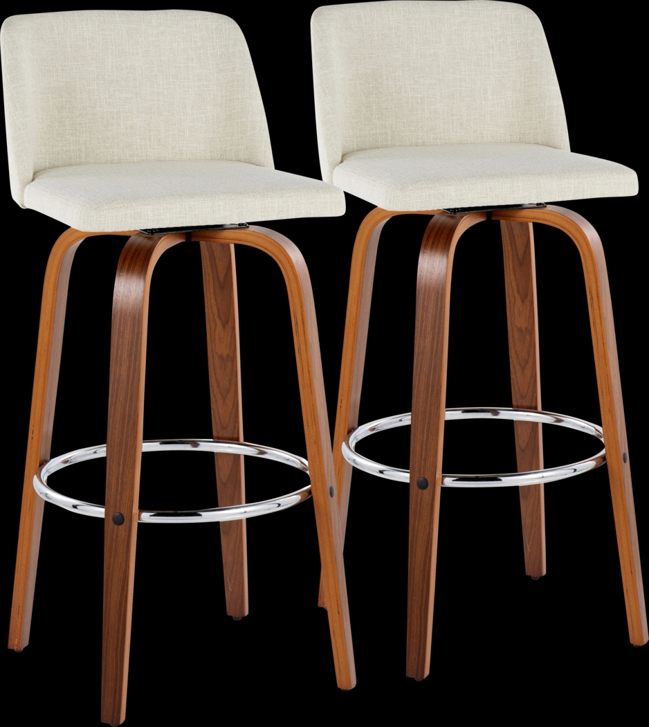 Wymering VI Beige Swivel Barstool, Set of 2 - Thumbnail - Image 1