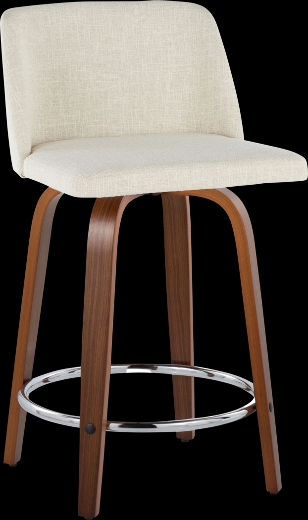 Wymering VI Beige Swivel Counter Height Stool, Set of 2 - Thumbnail - Image 3