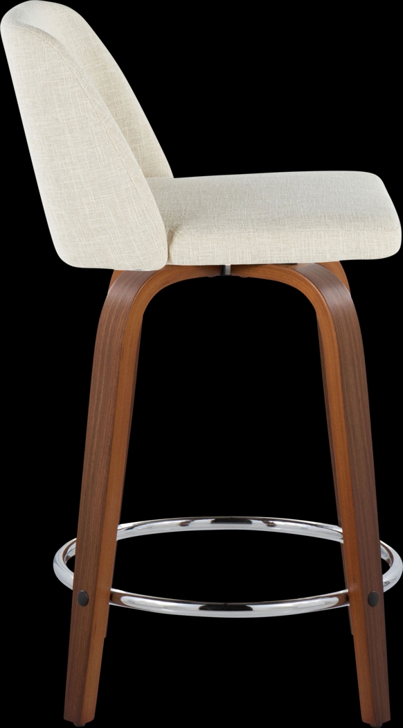 Wymering VI Beige Swivel Counter Height Stool, Set of 2 - Thumbnail - Image 4