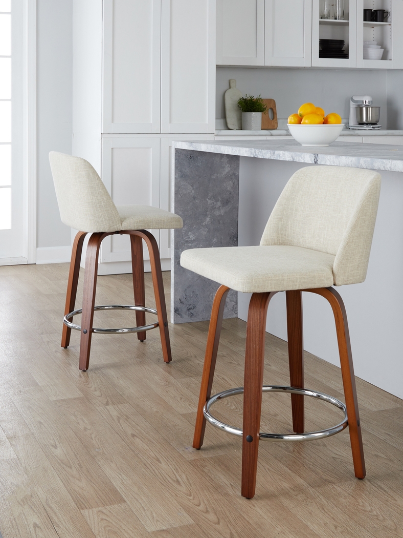 Wymering VI Beige Swivel Counter Height Stool, Set of 2 - Thumbnail - Image 8