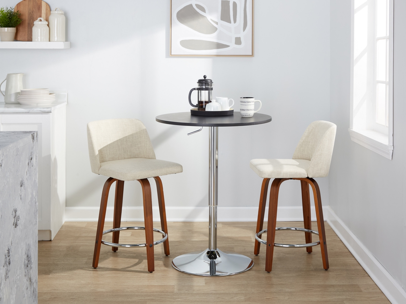 Wymering VI Beige Swivel Counter Height Stool, Set of 2 - Thumbnail - Image 9