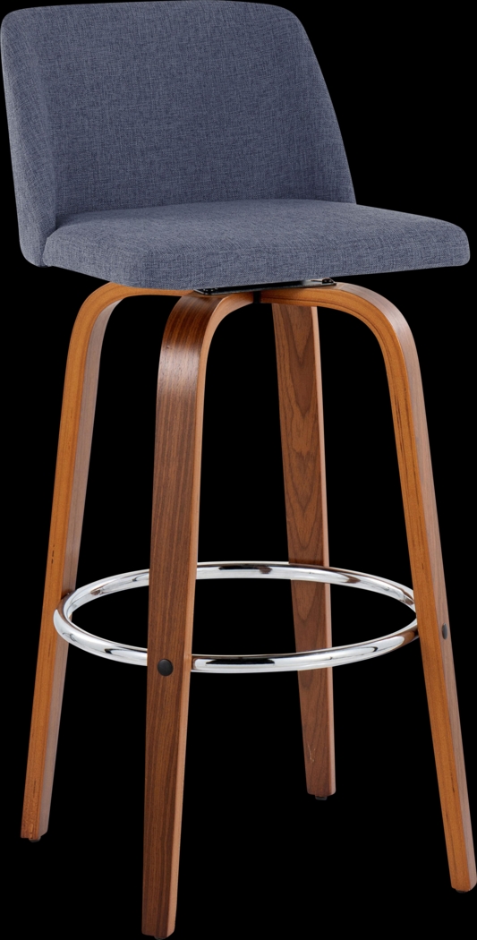 Wymering VI Blue Swivel Barstool, Set of 2 - Thumbnail - Image 3