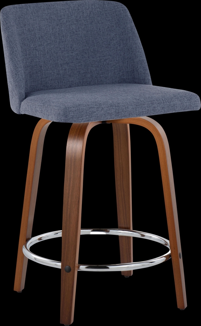 Wymering VI Blue Swivel Counter Height Stool, Set of 2 - Thumbnail - Image 3