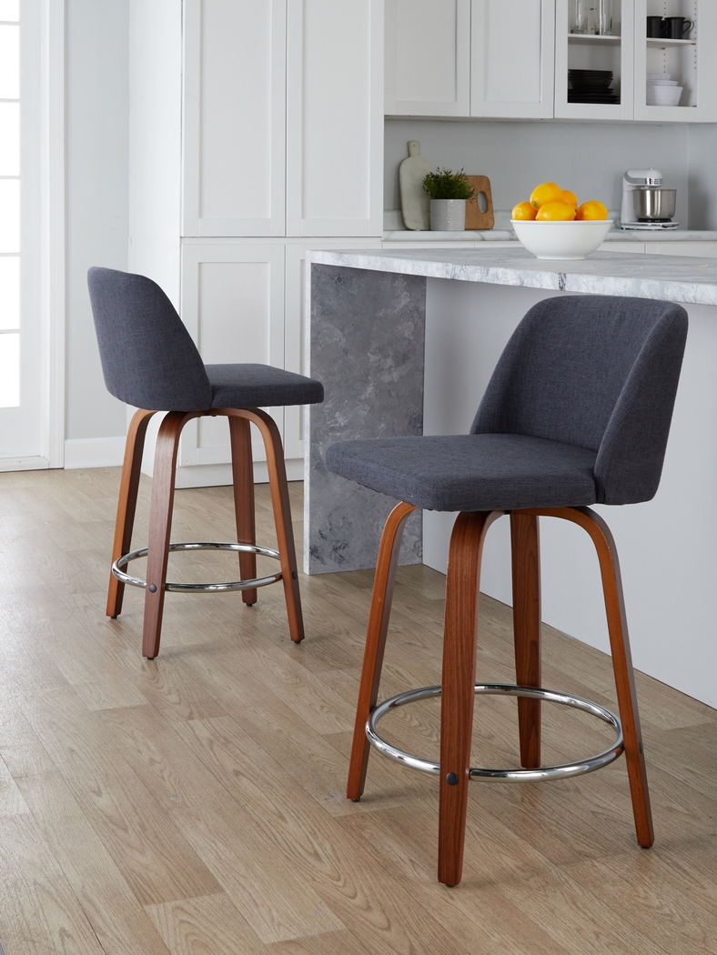 Wymering VI Blue Swivel Counter Height Stool, Set of 2 - Thumbnail - Image 8