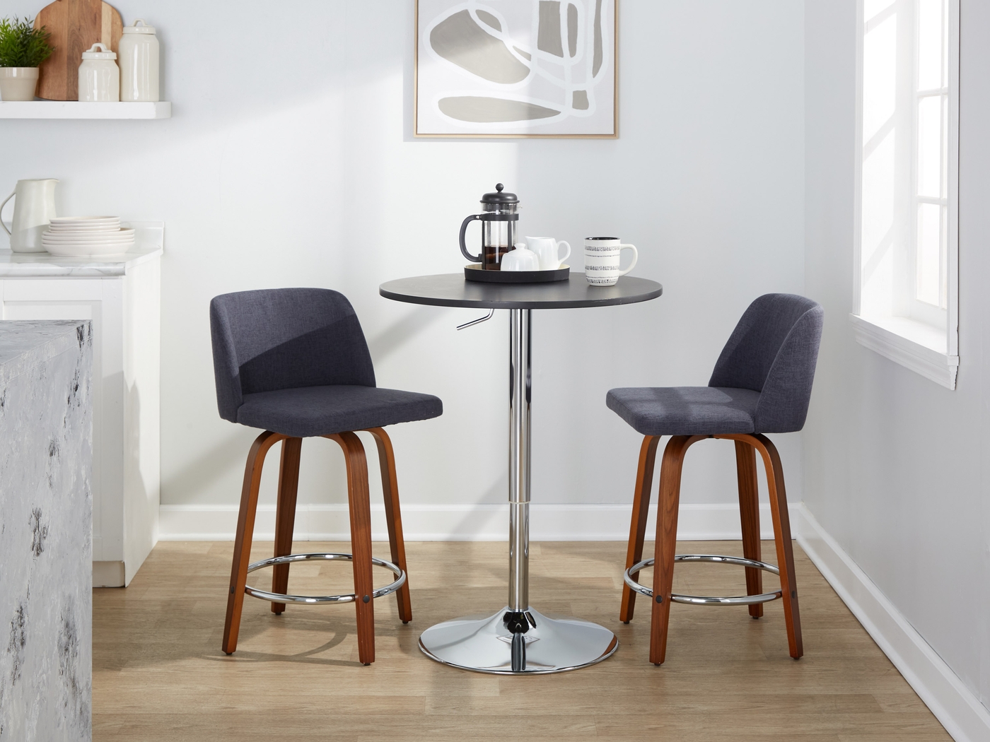 Wymering VI Blue Swivel Counter Height Stool, Set of 2 - Thumbnail - Image 9