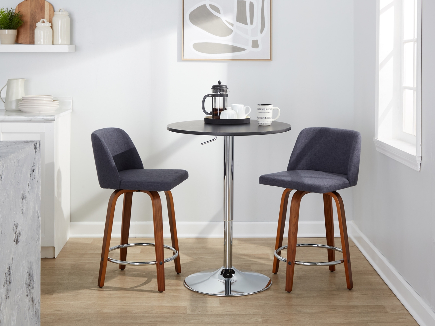 Wymering VI Blue Swivel Counter Height Stool, Set of 2 - Thumbnail - Image 10