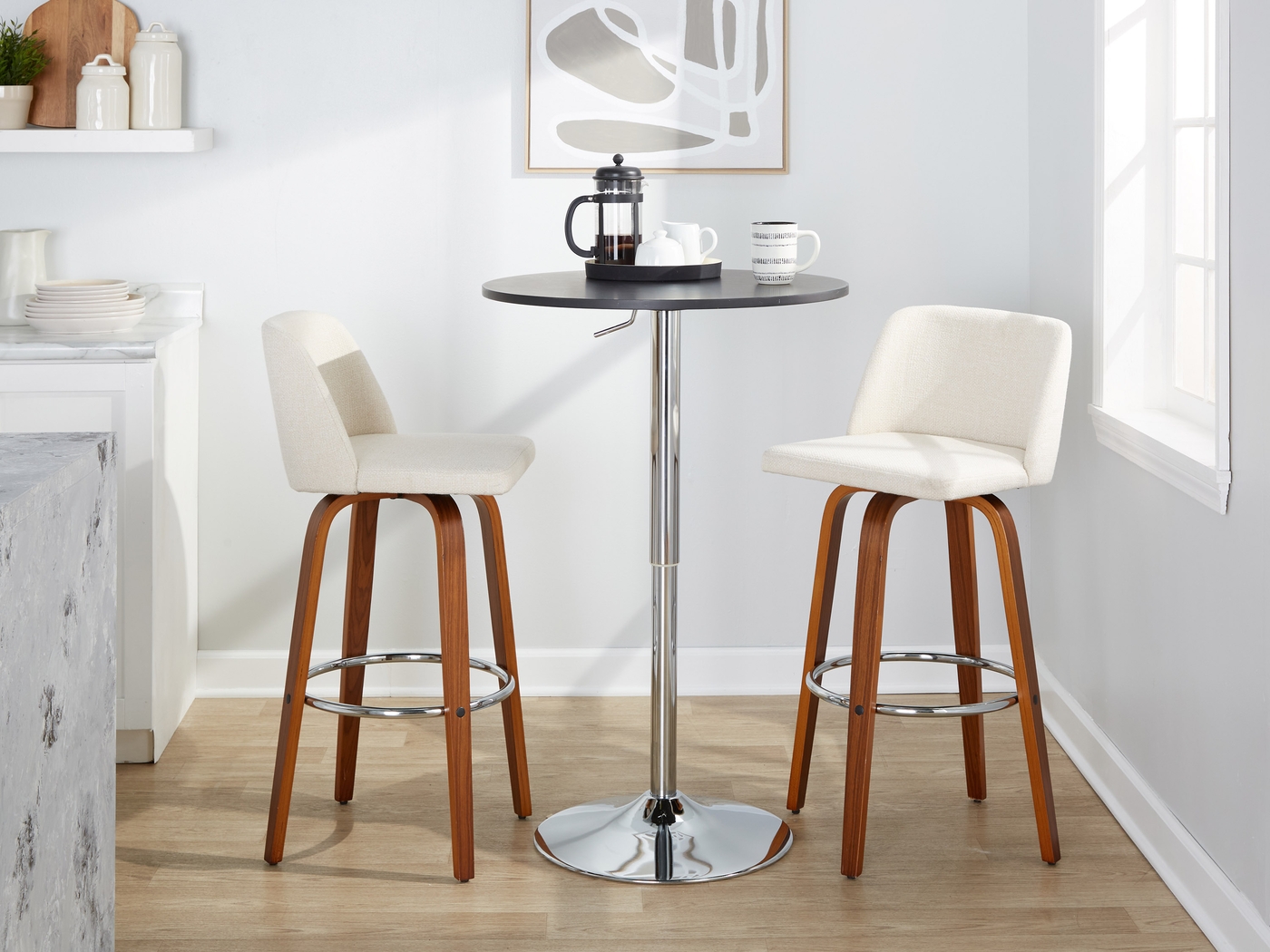 Wymering VI Cream Swivel Barstool, Set of 2 - Thumbnail - Image 9