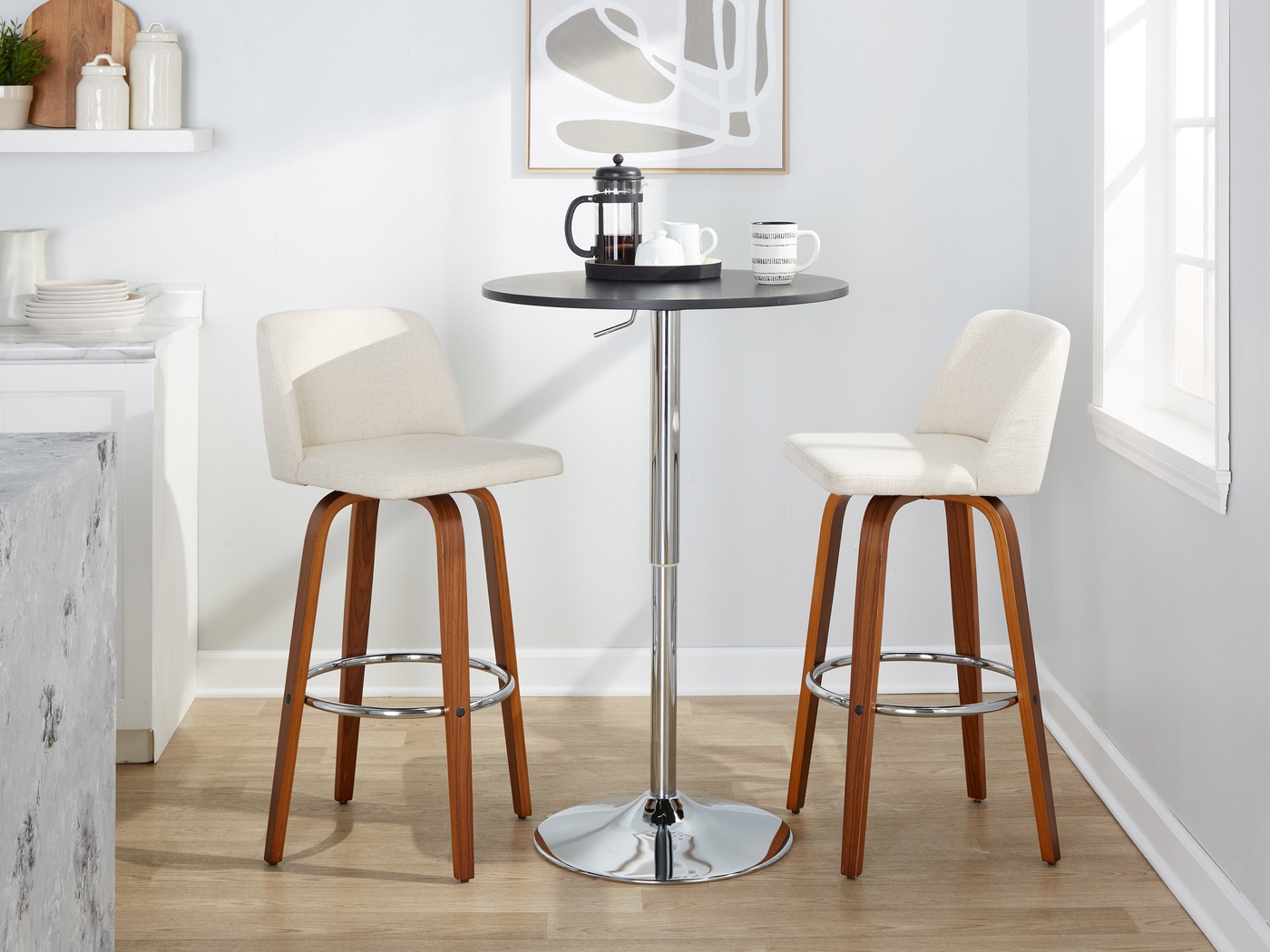 Wymering VI Cream Swivel Barstool, Set of 2 - Thumbnail - Image 10