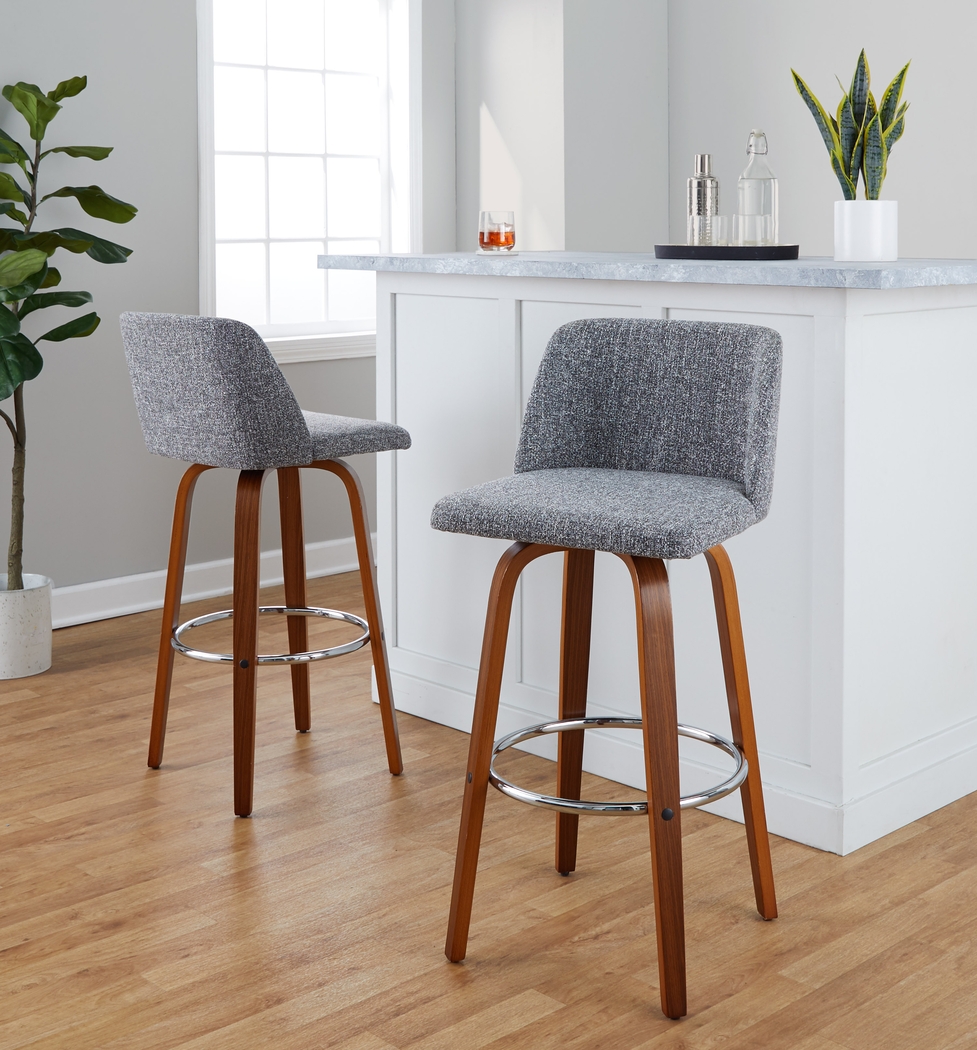 Wymering VI Gray Swivel Barstool, Set of 2 - Thumbnail - Image 2