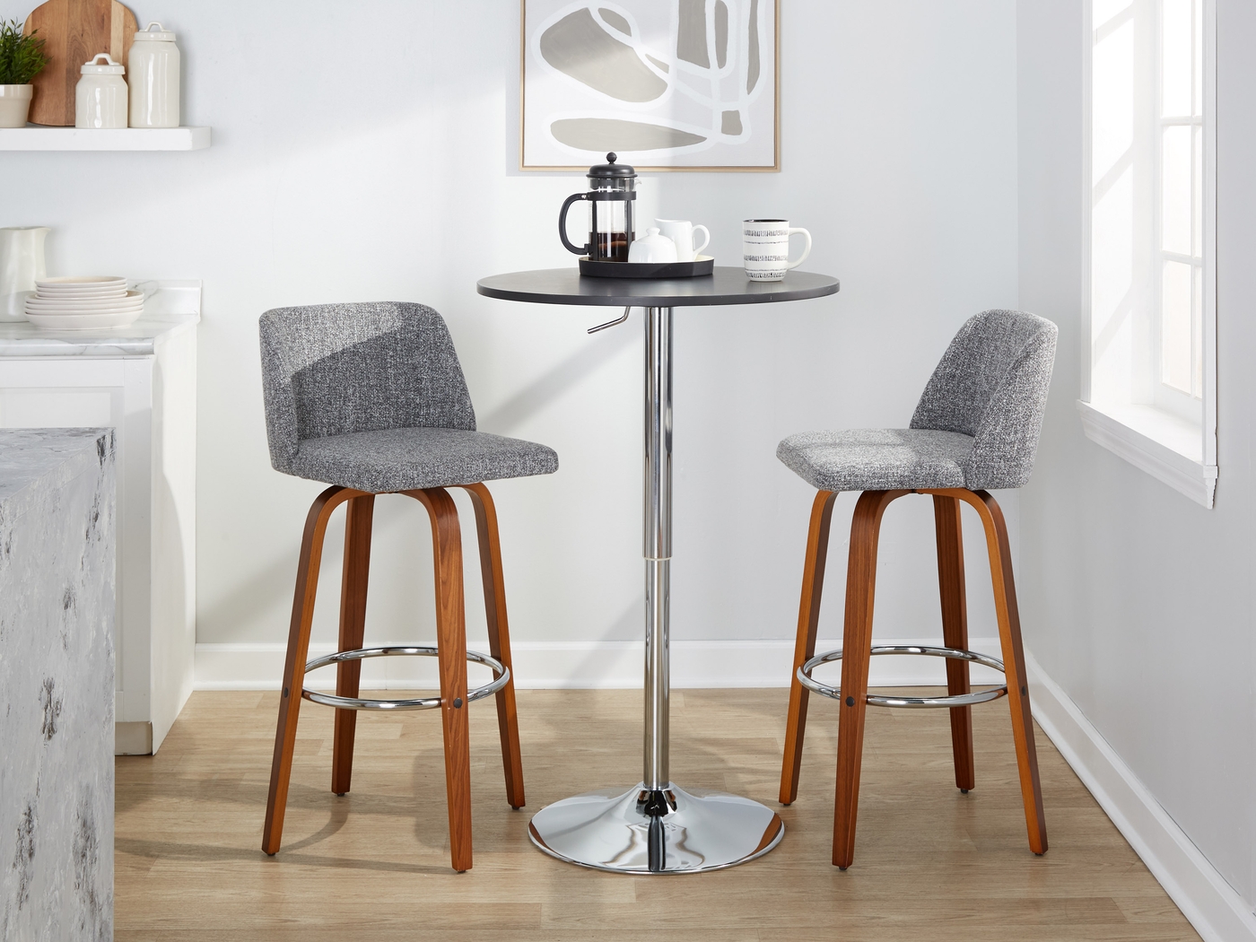 Wymering VI Gray Swivel Barstool, Set of 2 - Thumbnail - Image 10