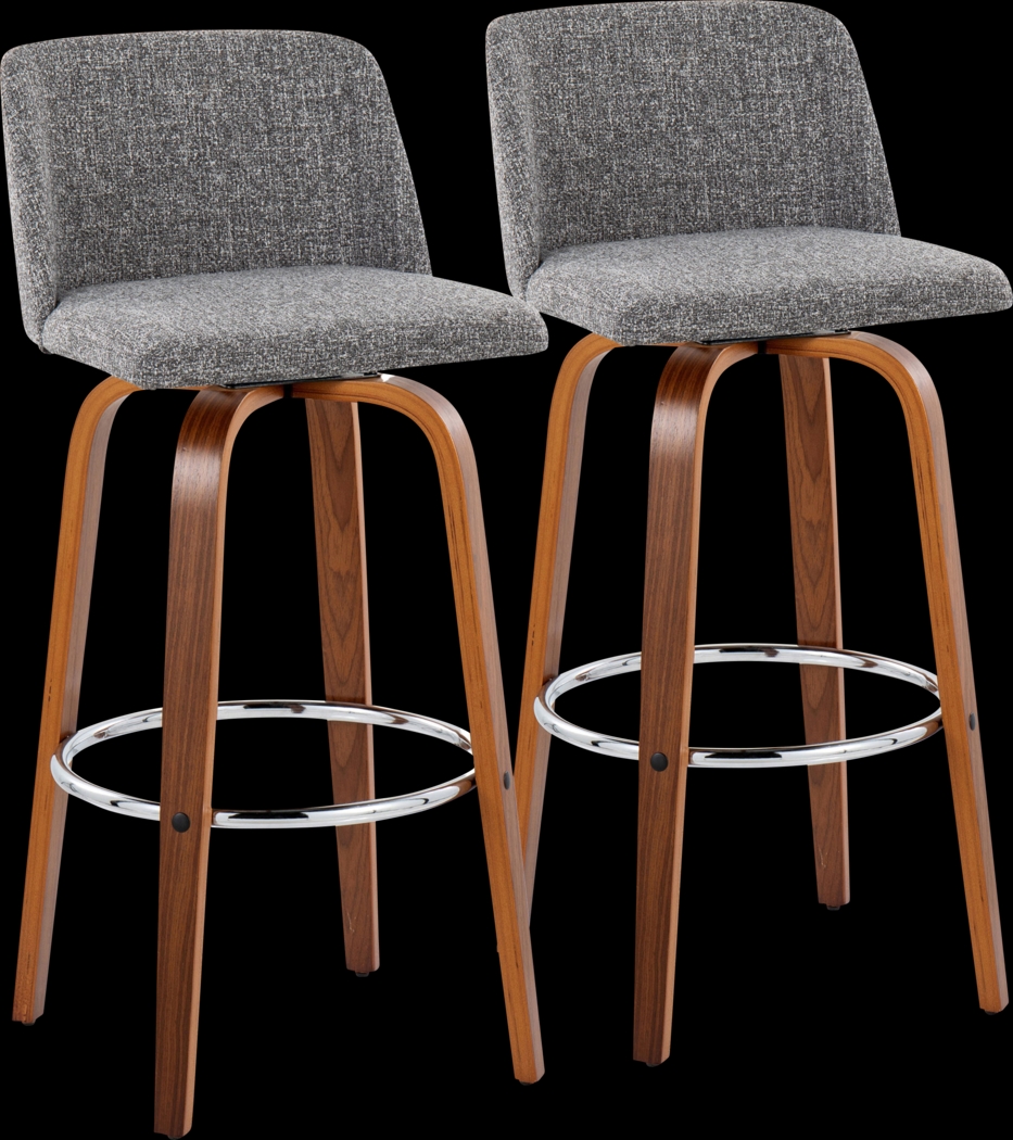 Wymering VI Gray Swivel Barstool, Set of 2 - Thumbnail - Image 1