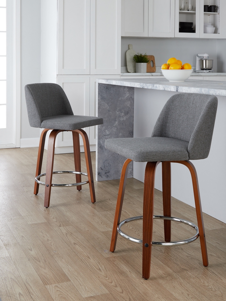 Wymering VI Gray Swivel Counter Height Stool, Set of 2 - Thumbnail - Image 2