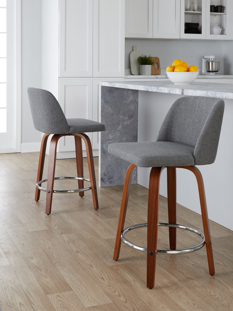 Wymering VI Gray Swivel Counter Height Stool, Set of 2 - Thumbnail - Image 8