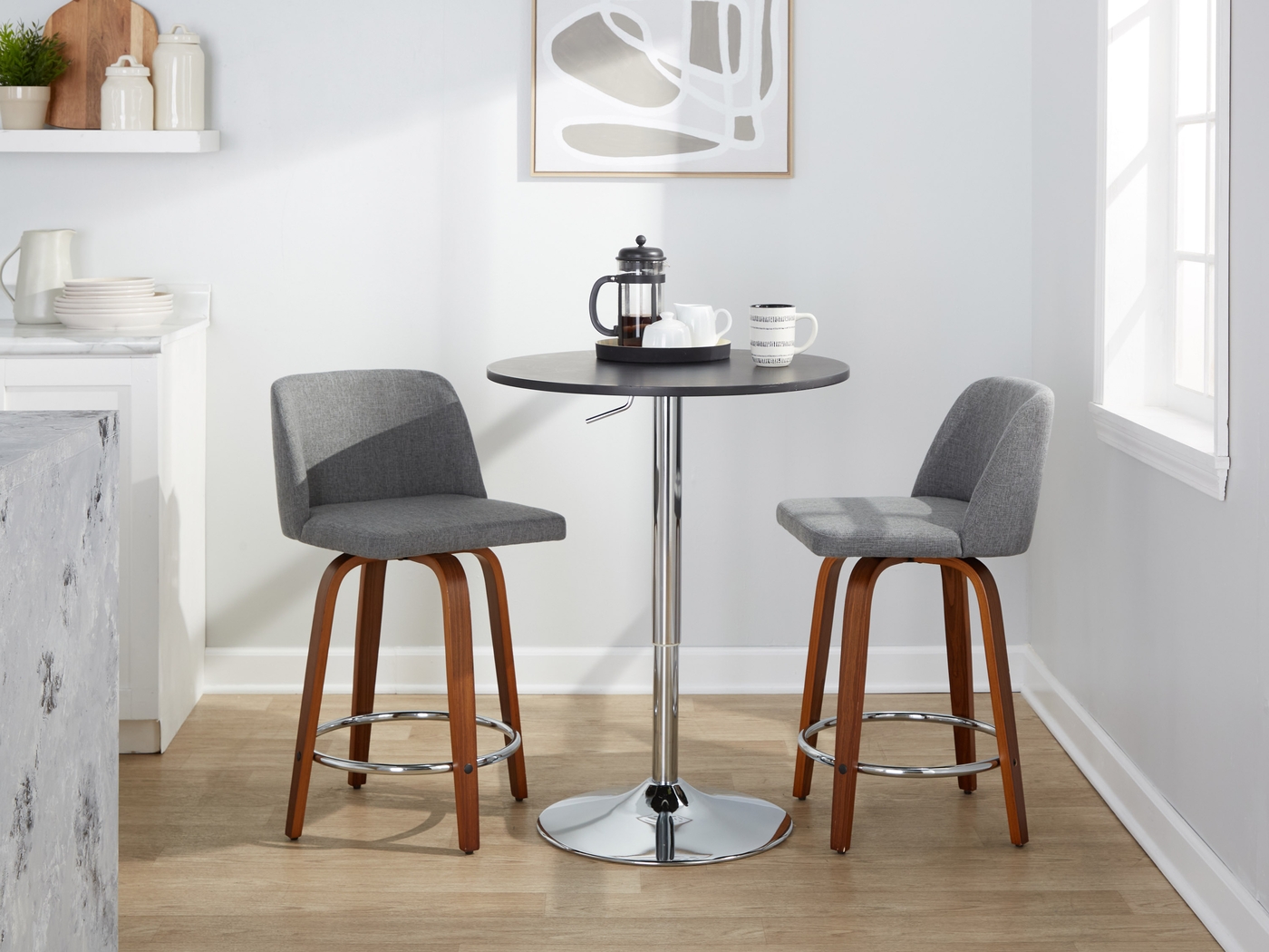 Wymering VI Gray Swivel Counter Height Stool, Set of 2 - Thumbnail - Image 9