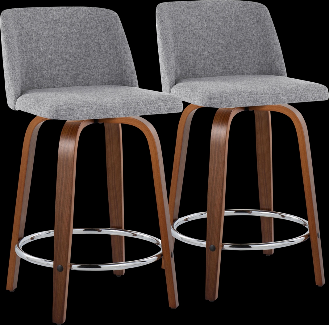 Wymering VI Gray Swivel Counter Height Stool, Set of 2 - Thumbnail - Image 1