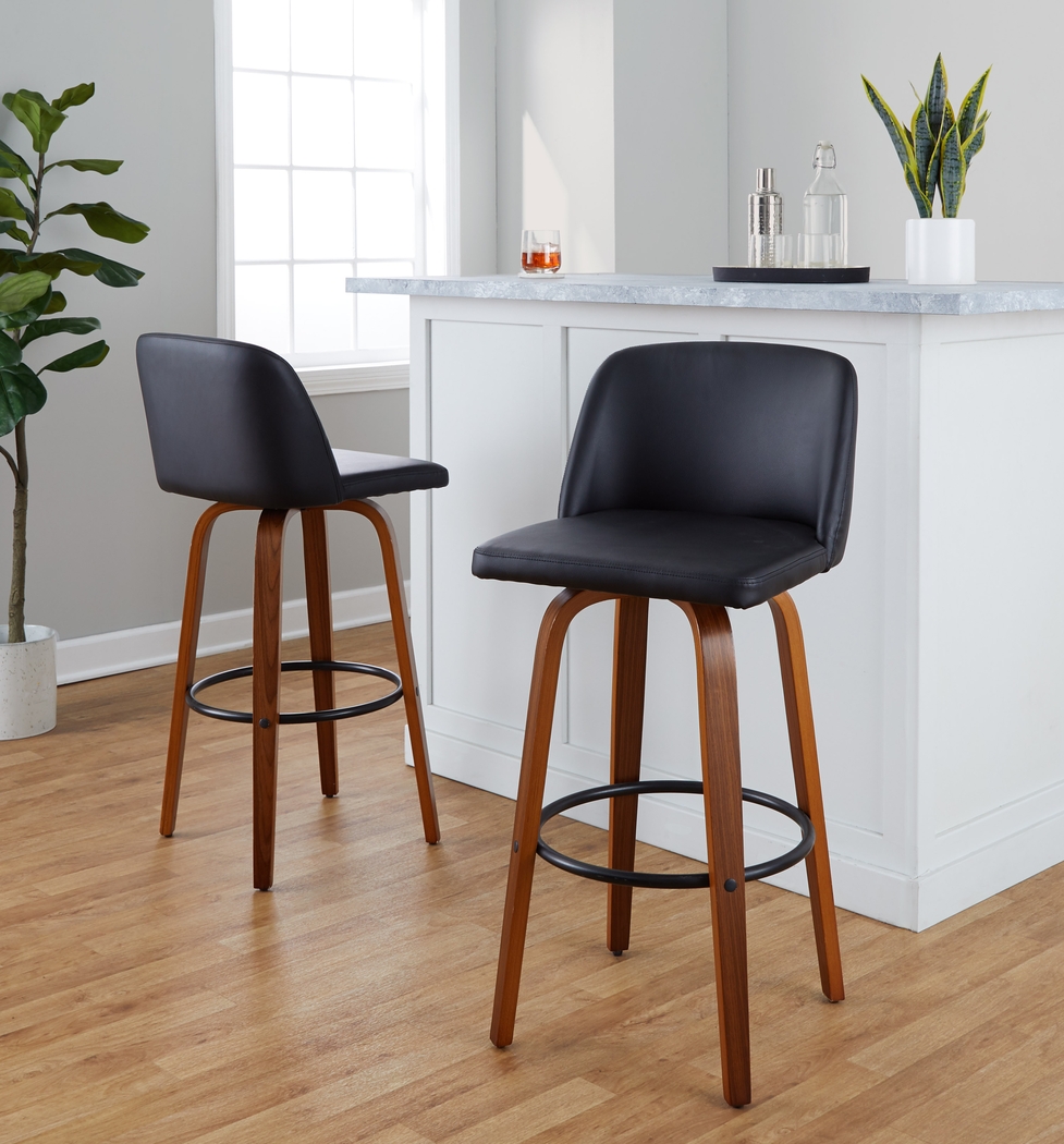 Wymering VII Black Swivel Barstool, Set of 2 - Thumbnail - Image 2