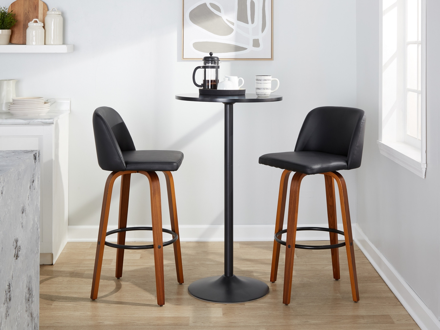Wymering VII Black Swivel Barstool, Set of 2 - Thumbnail - Image 9