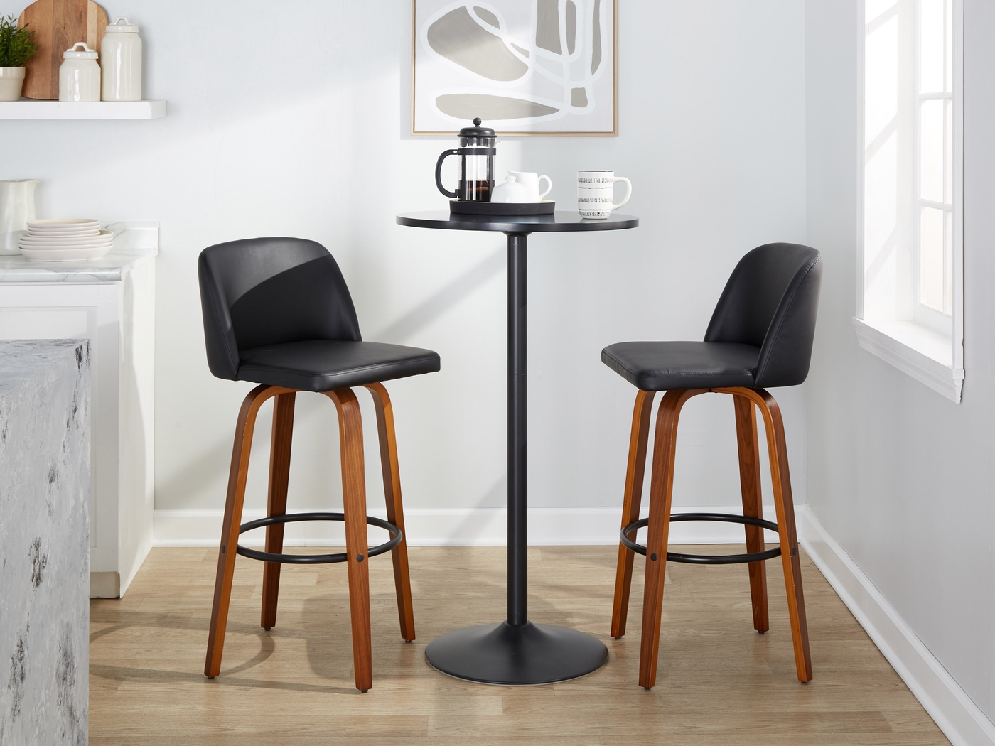 Wymering VII Black Swivel Barstool, Set of 2 - Thumbnail - Image 10