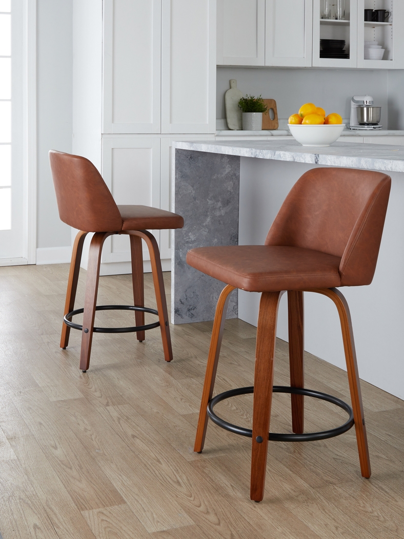 Wymering VII Camel Swivel Counter Height Stool, Set of 2 - Thumbnail - Image 5