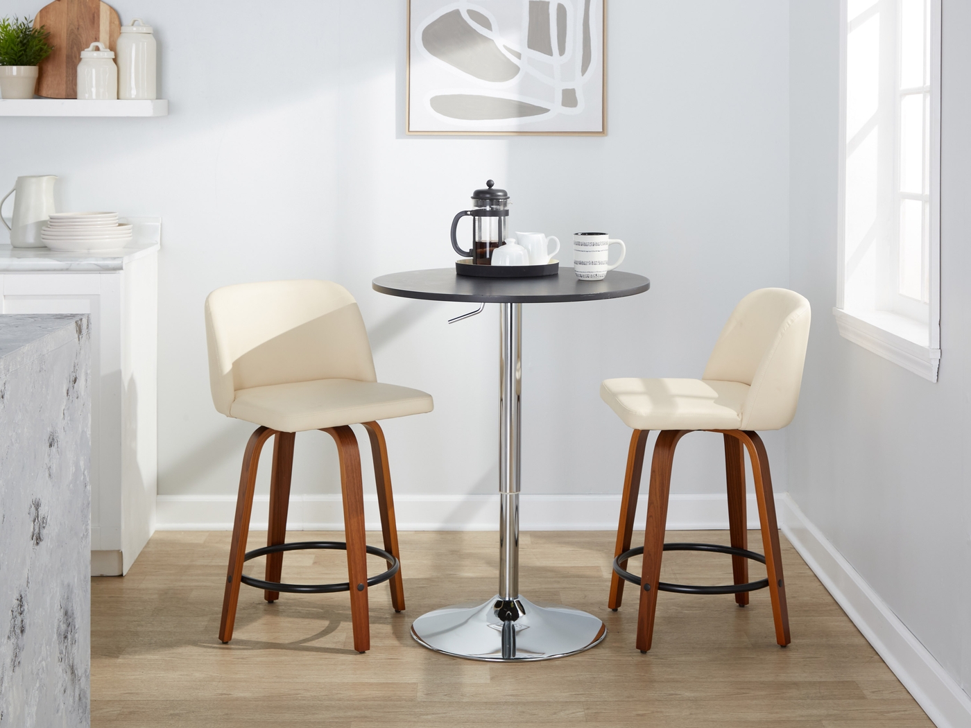 Wymering VII Cream Swivel Counter Height Stool, Set of 2 - Thumbnail - Image 3