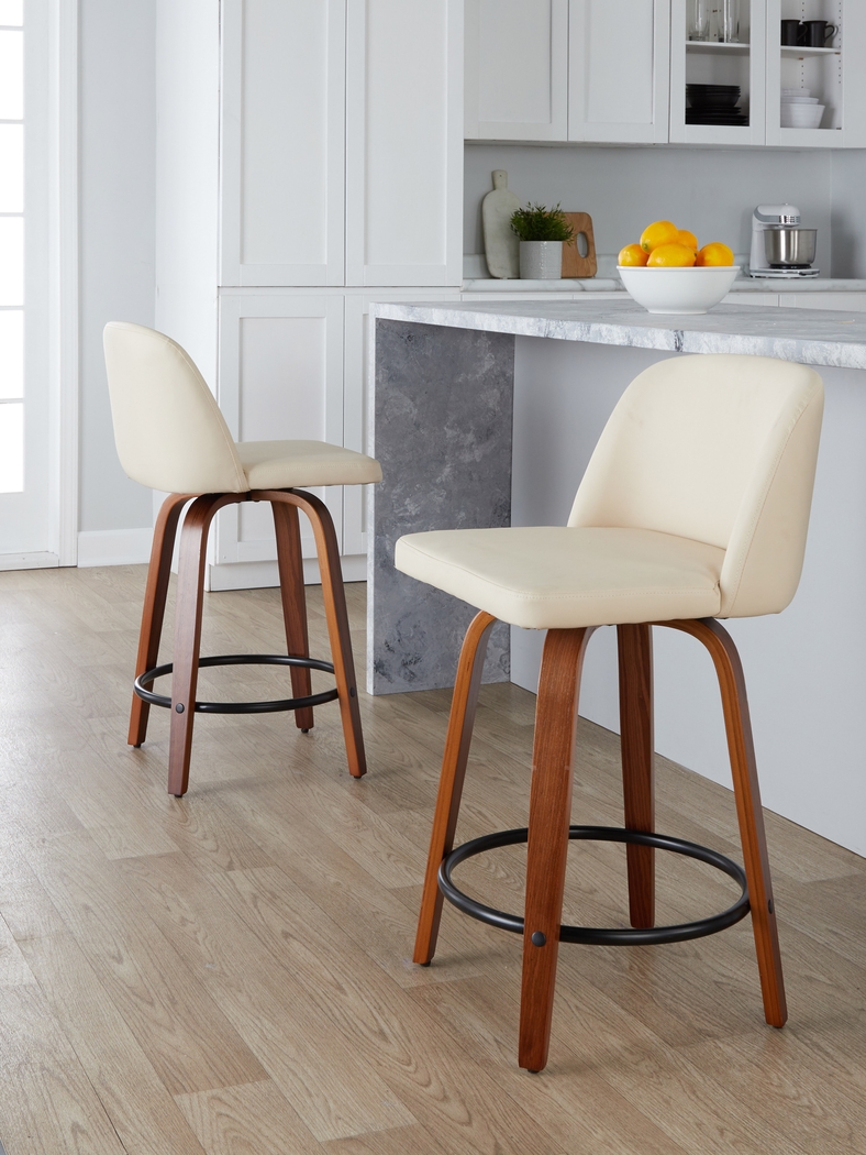 Wymering VII Cream Swivel Counter Height Stool, Set of 2 - Thumbnail - Image 5