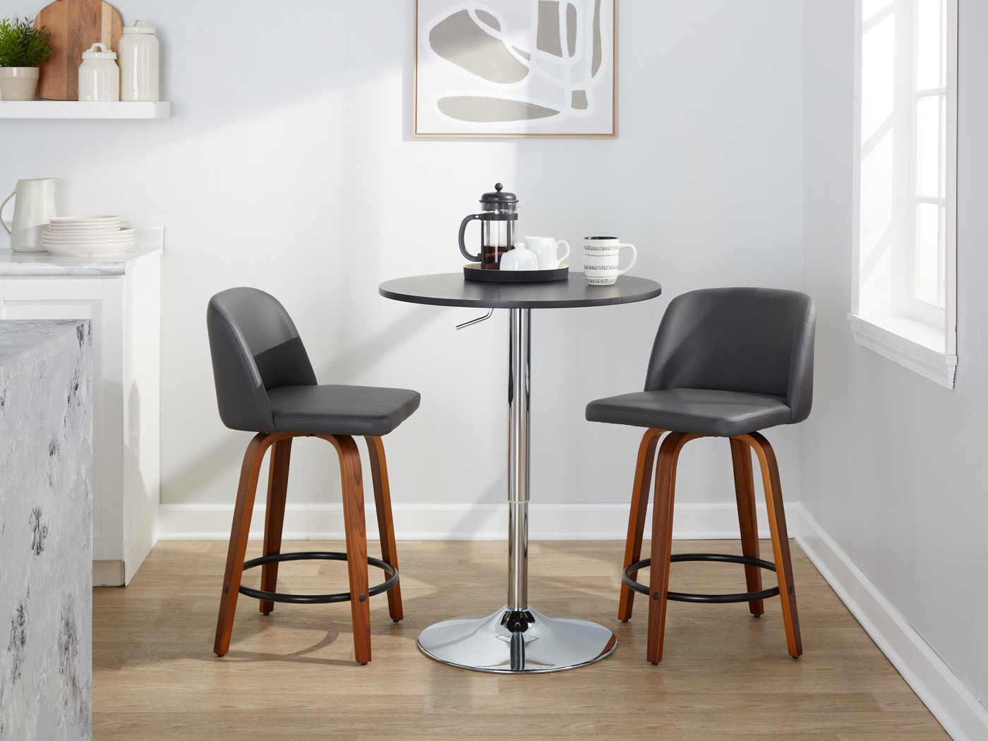 Wymering VII Gray Swivel Counter Height Stool, Set of 2 - Thumbnail - Image 2