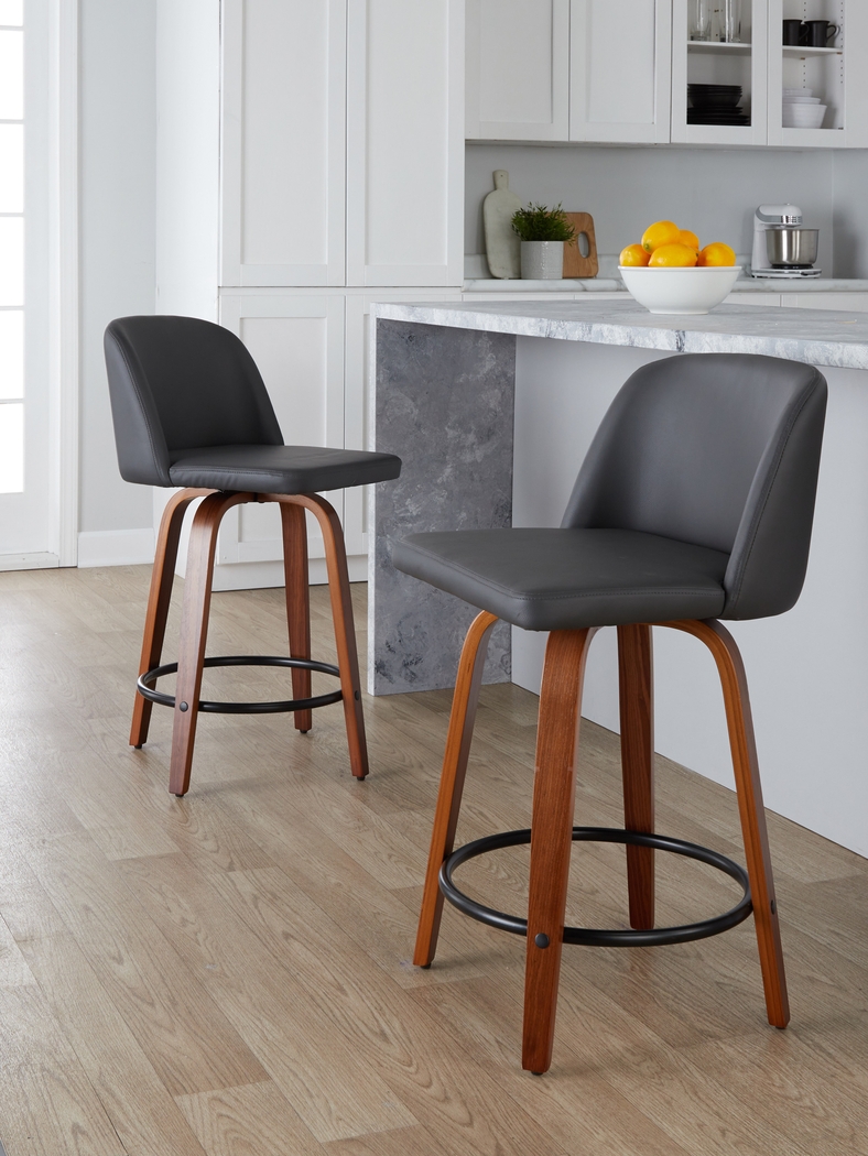 Wymering VII Gray Swivel Counter Height Stool, Set of 2 - Thumbnail - Image 4