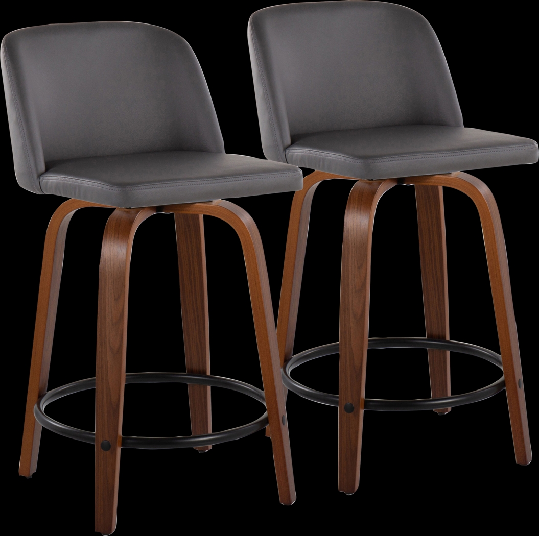 Wymering VII Gray Swivel Counter Height Stool, Set of 2 - Thumbnail - Image 1