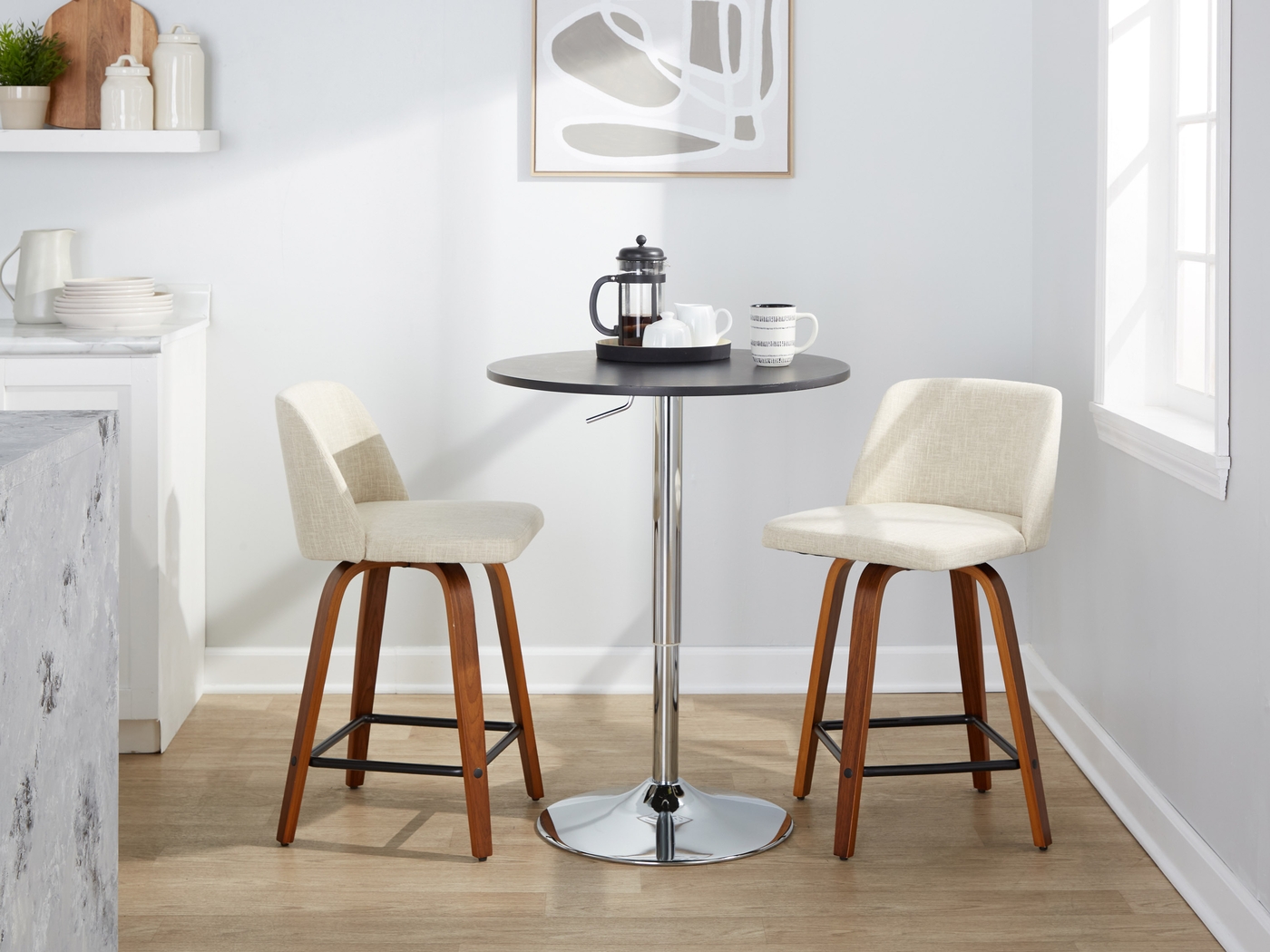 Wymering VIII Cream Swivel Counter Height Stool, Set of 2 - Thumbnail - Image 2