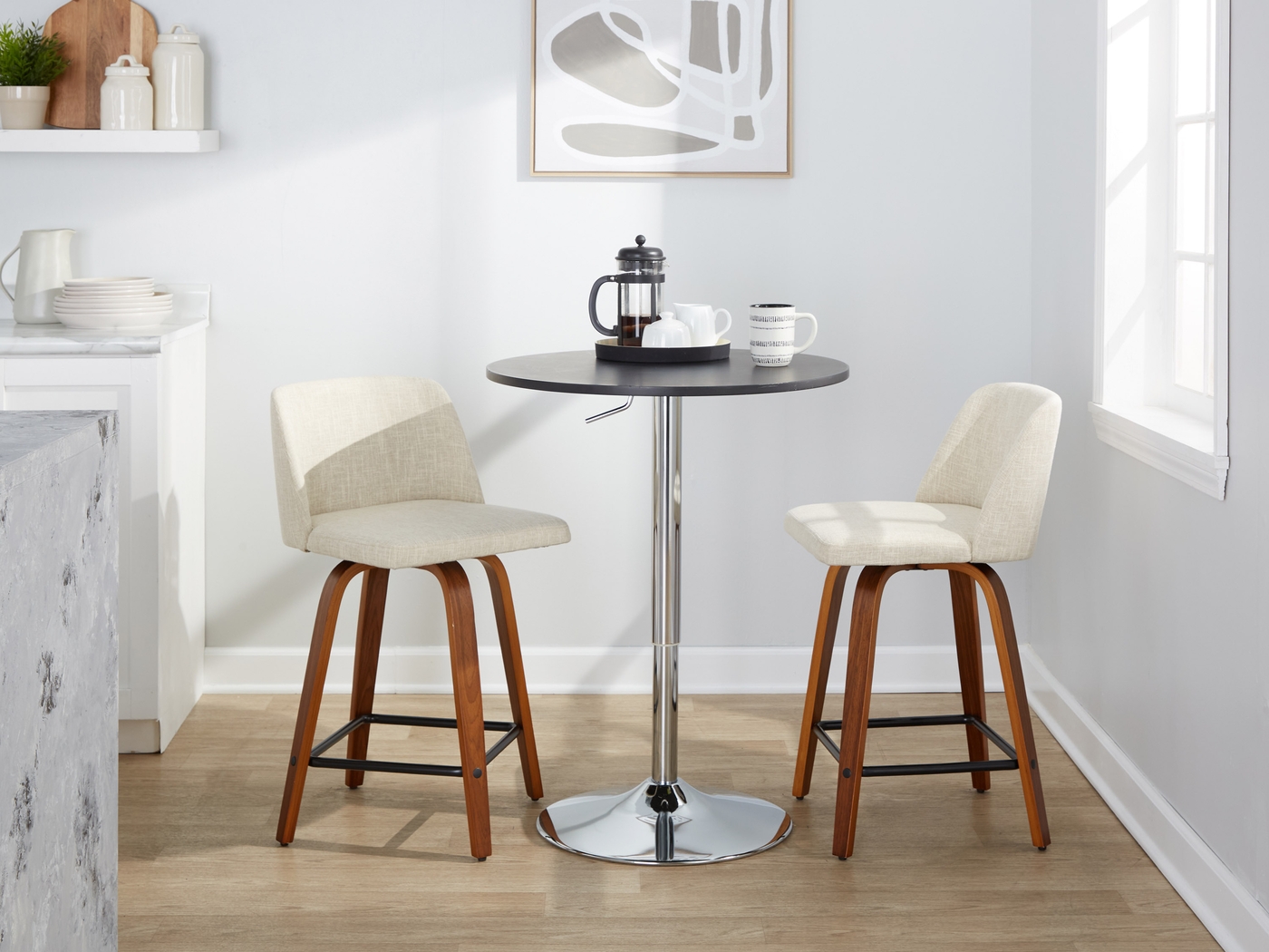 Wymering VIII Cream Swivel Counter Height Stool, Set of 2 - Thumbnail - Image 3
