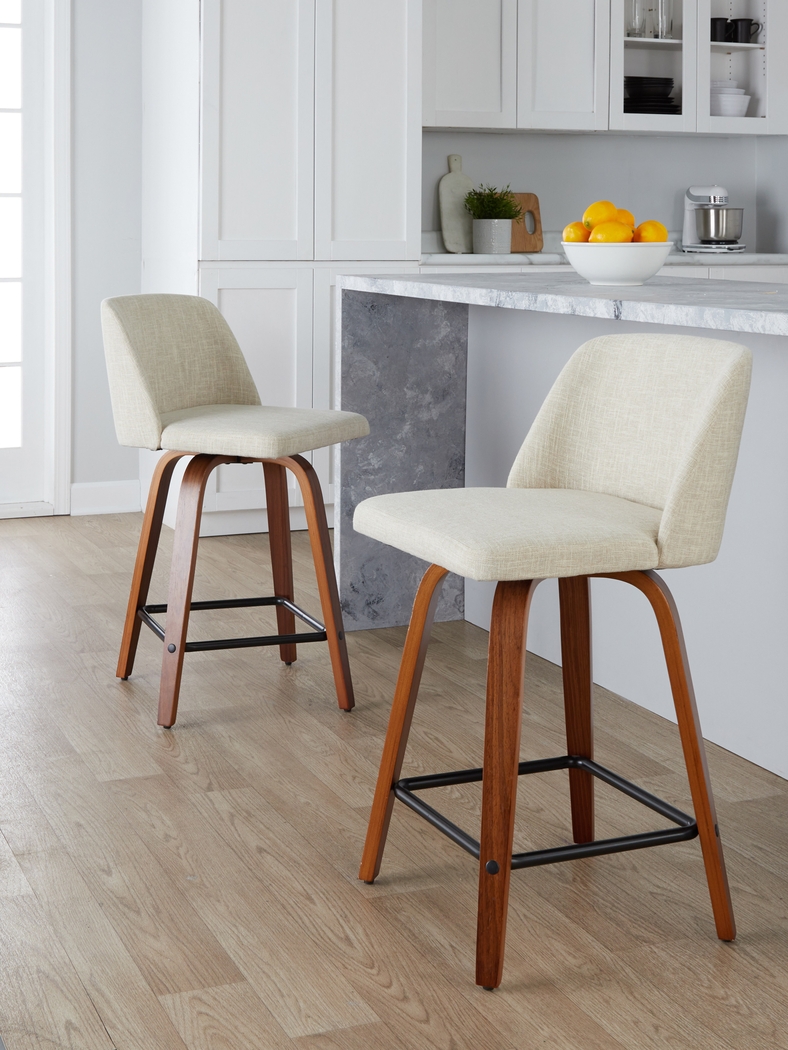 Wymering VIII Cream Swivel Counter Height Stool, Set of 2 - Thumbnail - Image 4