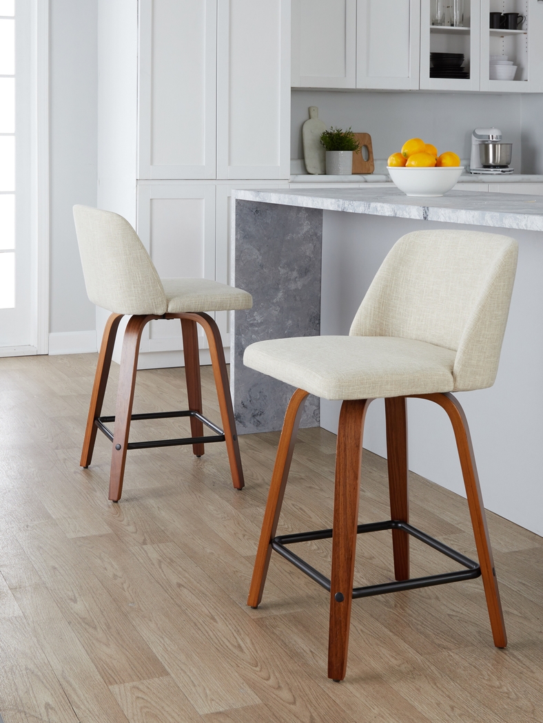Wymering VIII Cream Swivel Counter Height Stool, Set of 2 - Thumbnail - Image 5