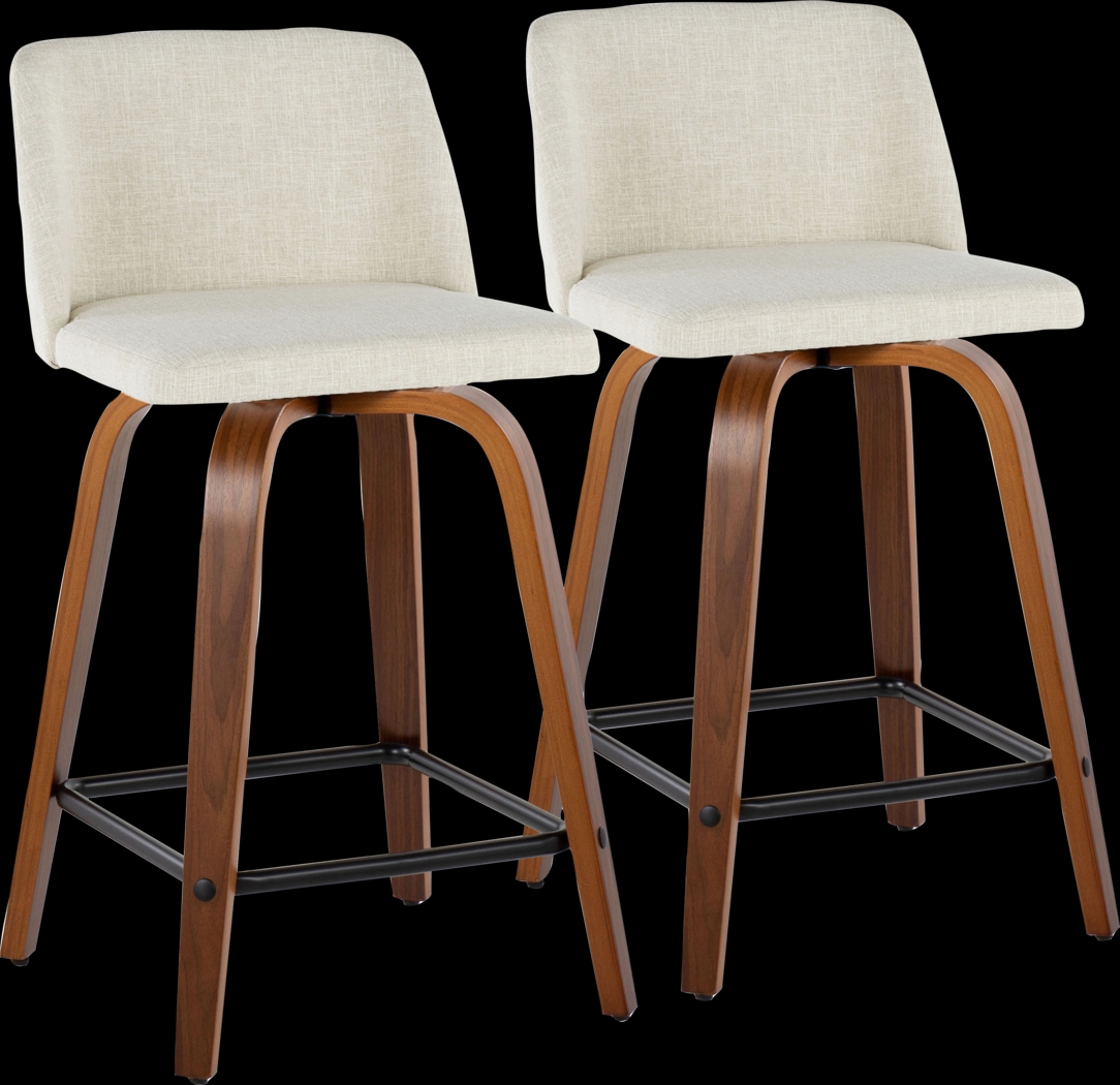 Wymering VIII Cream Swivel Counter Height Stool, Set of 2 - Thumbnail - Image 1