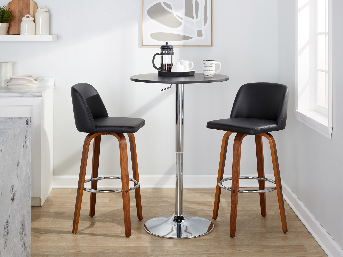 Wymering X Black Swivel Barstool, Set of 2 - Thumbnail - Image 2