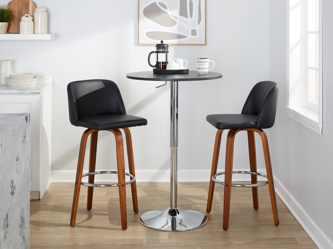Wymering X Black Swivel Barstool, Set of 2 - Thumbnail - Image 3