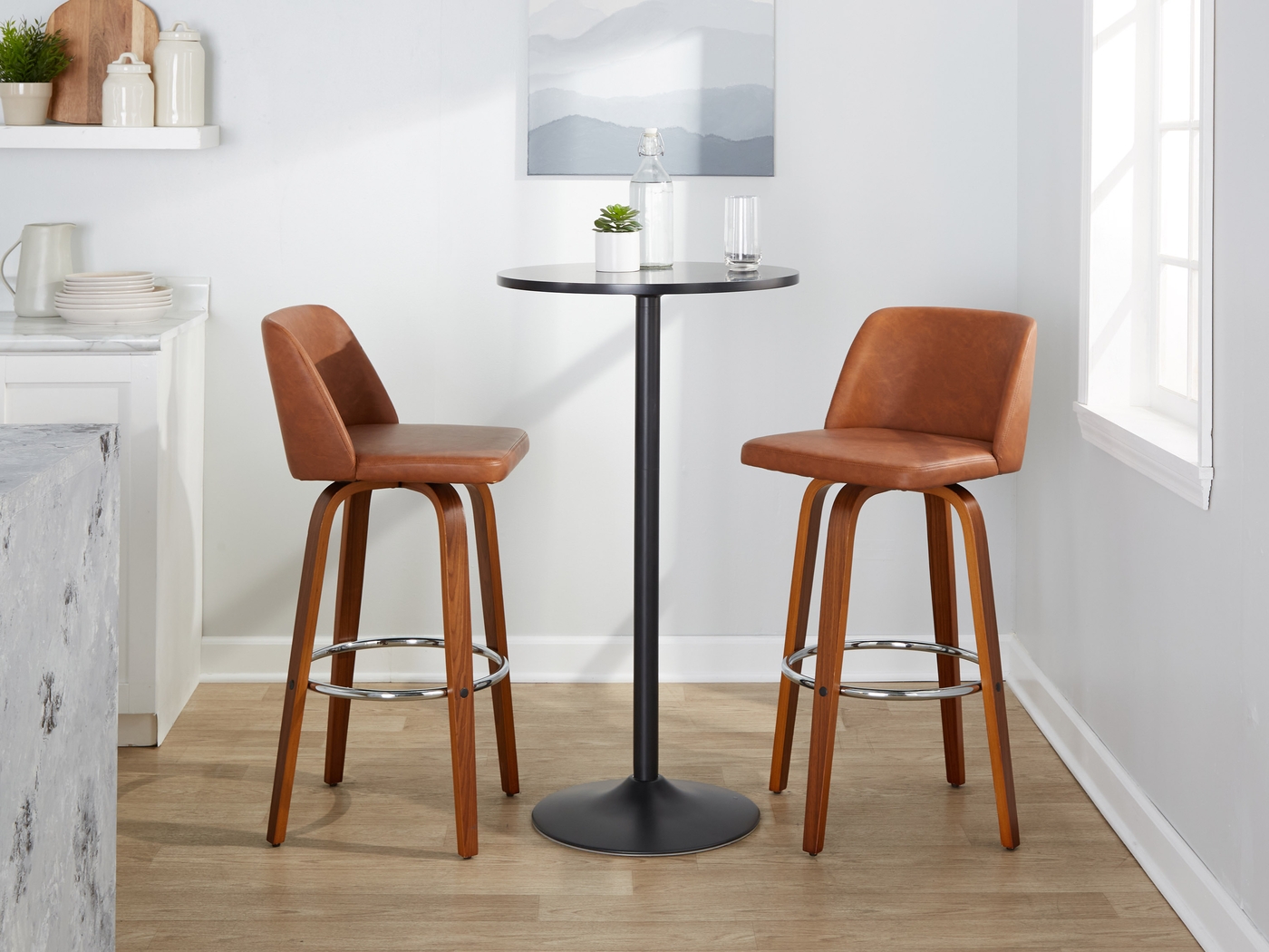 Wymering X Camel Swivel Barstool, Set of 2 - Thumbnail - Image 2